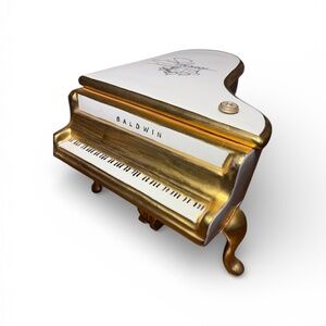 Vintage - Liberace Baldwin White & Gold Miniature Grand piano Music Box -w/flaws